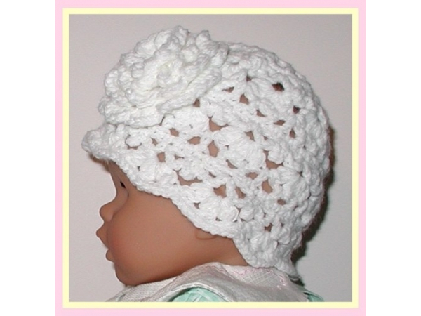Solid white lace hat for baby girl