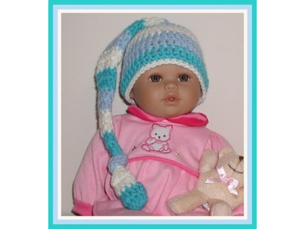 turquoise blue cream elf hat for preemie boys