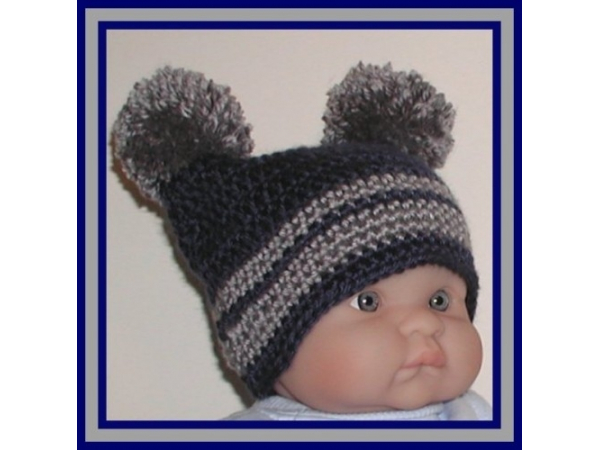 gray and navy blue newborn boys hat