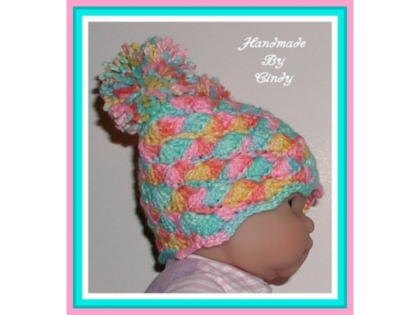 orange aqua blue pink baby girls hat