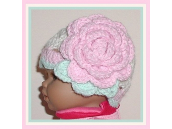 cream preemie girl hat with extra large pink flower