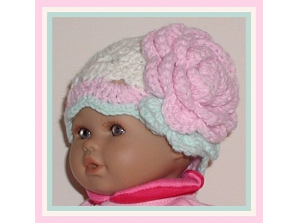 cream and pink preemie girl hat