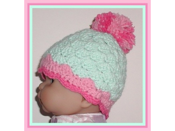 light green and pink hat for baby girls