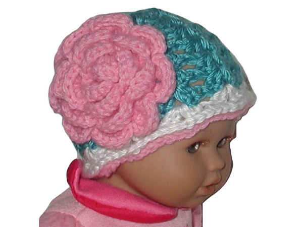 Turquoise baby girl hat