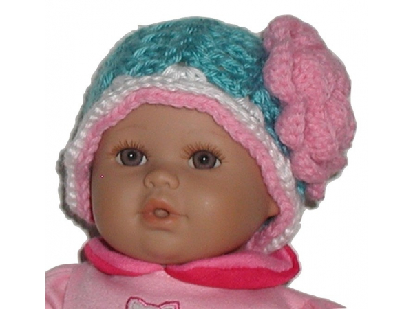 turquoise and pink baby girls hat
