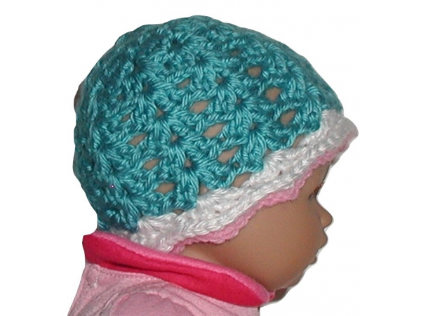 preemie girls hat turquoise pink white