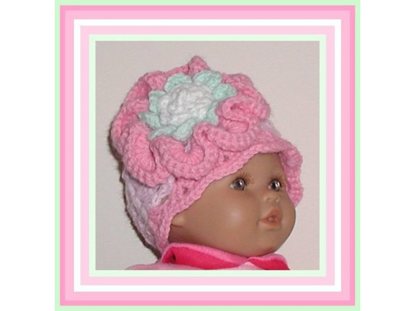 pink hat for preemie girls with a flower