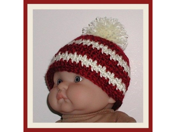 burgundy red and cream baby boy hat