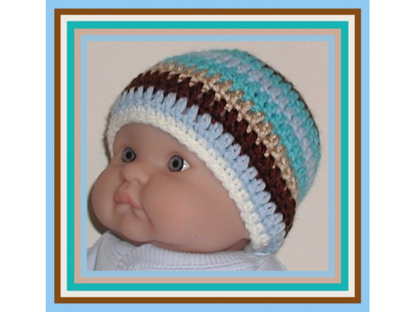 turquoise brown baby beanie