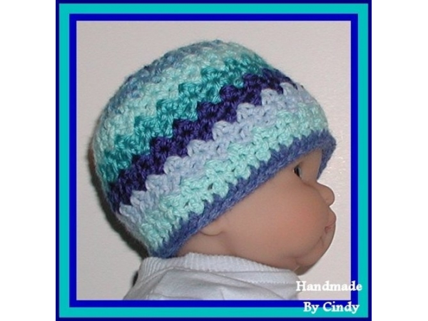aqua blue baby boy striped hat