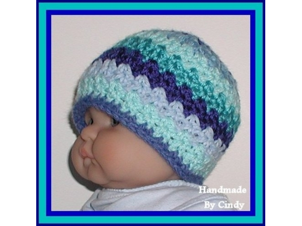 blue striped beanie for baby boy