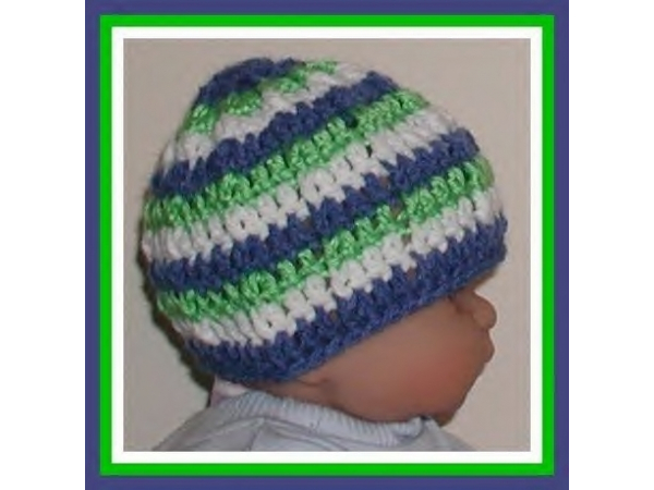 lime blue white baby boys hat