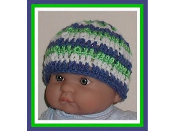 green and blue baby boy hat
