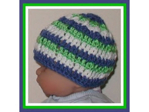 lime white blue hat for a baby boy