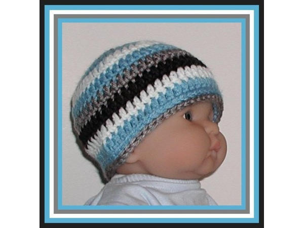 blue gray black white baby boy hat