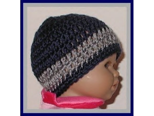 navy blue and gray beanie for preemie boys