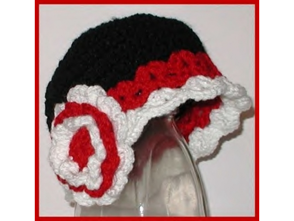 black red white baby girl hat