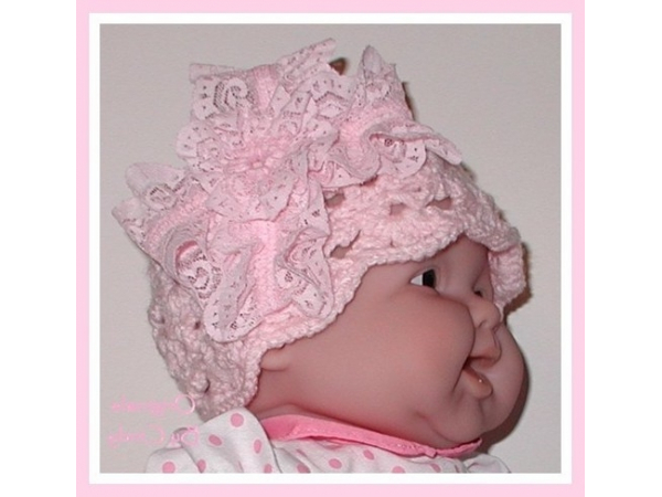 pink lace baby girl hat