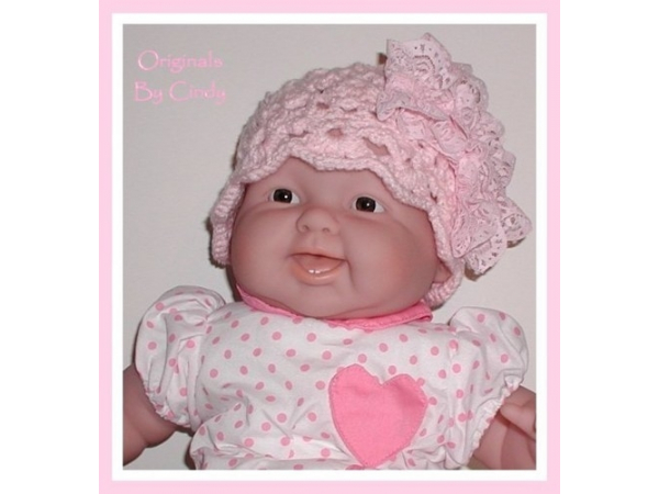 pink lace baby hat