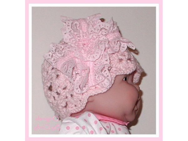 pink lace baby girls hat