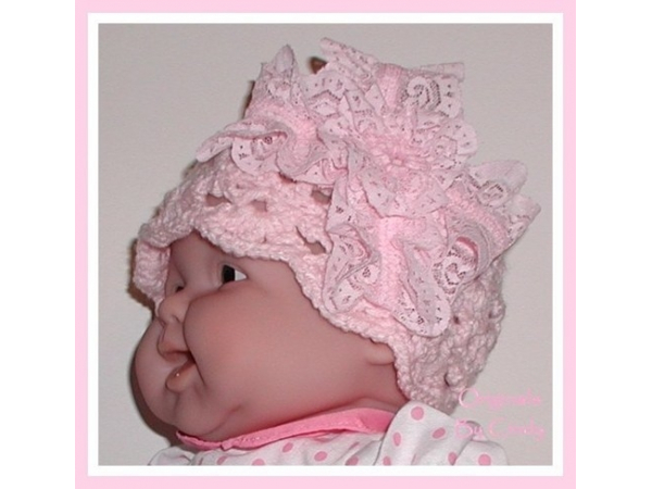 pink lace baby girl hat