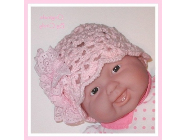 pink lace baby hat