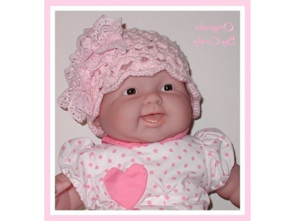 Pink lace hat for baby girls