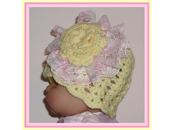 pink and yellow hat for newborn girl