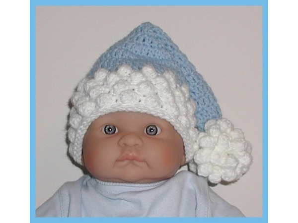 blue and white elf hat for newborn boys