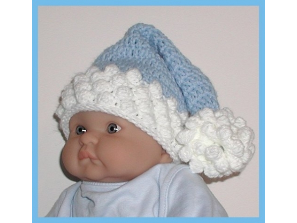newborn boy elf hat in blue and white