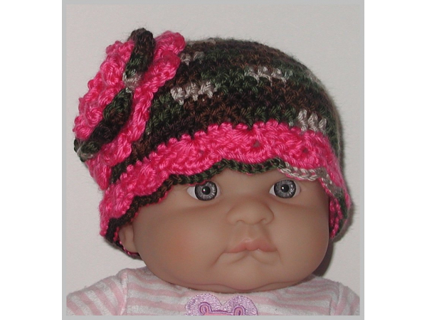 camo hat for baby girl with hot pink