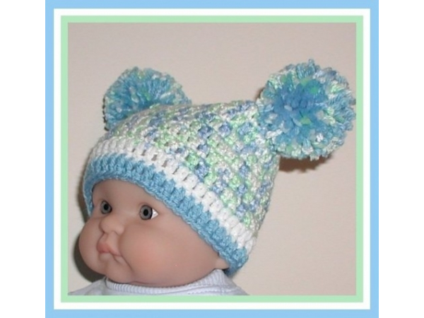 blue mint green white baby boy hat