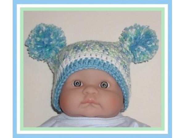 mint green and blue baby boy hat