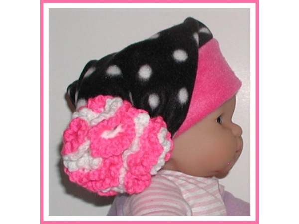 black and white polka dot newborn girls hat