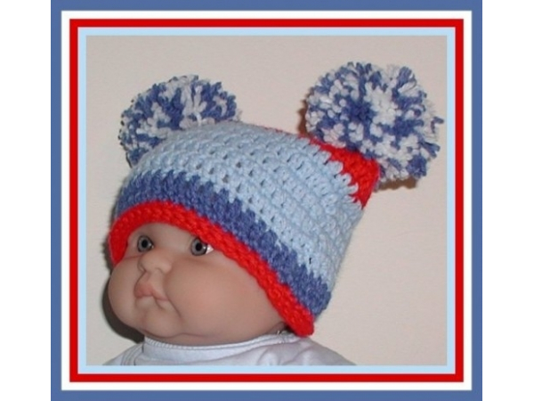 red and blue striped hat for baby boy