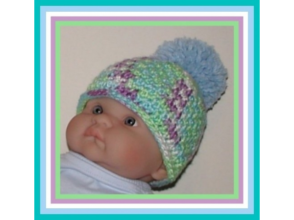 purple lime green baby boy hat