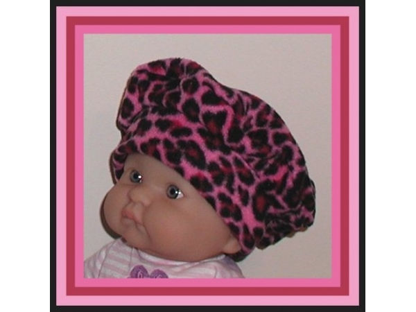 pink leopard newborn girls hat