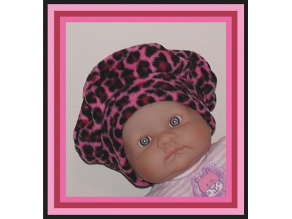 pink leopard baby hat