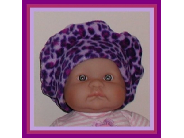 purple leopard baby beret