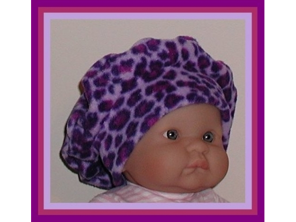 purple leopard baby girls hat
