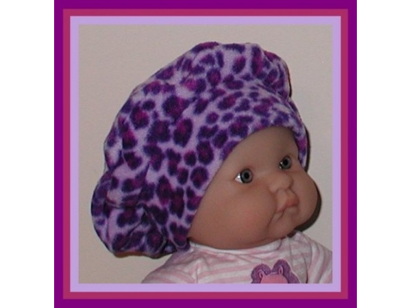 purple leopard baby girl hat