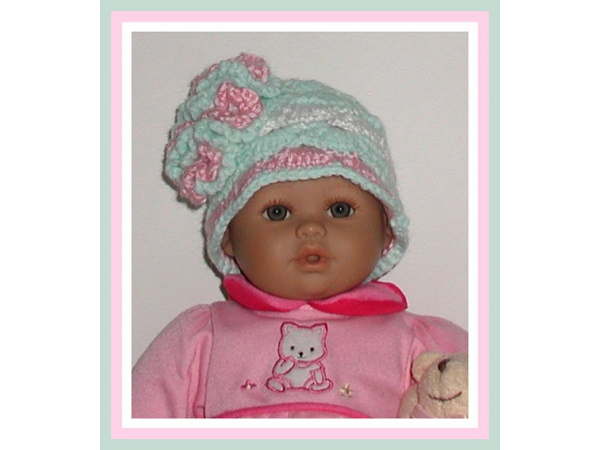 pink and mint green hat for preemie girls