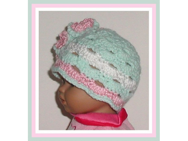 Mint green pink white baby girl preemie hat