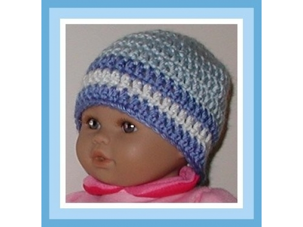 Blue and white stripes baby boys beanie