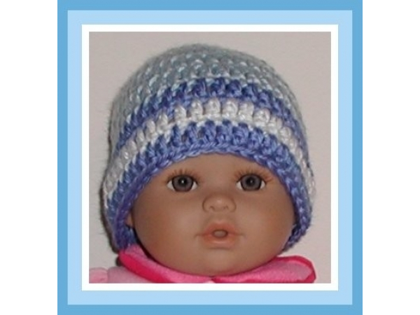 blue preemie striped beanie hat