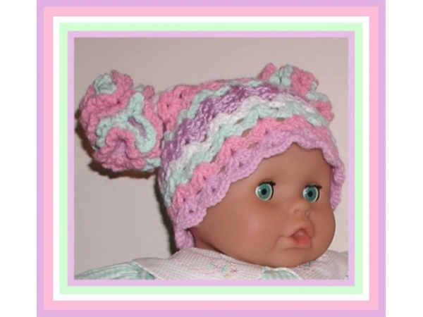 pink mint green white lavender baby girl hat