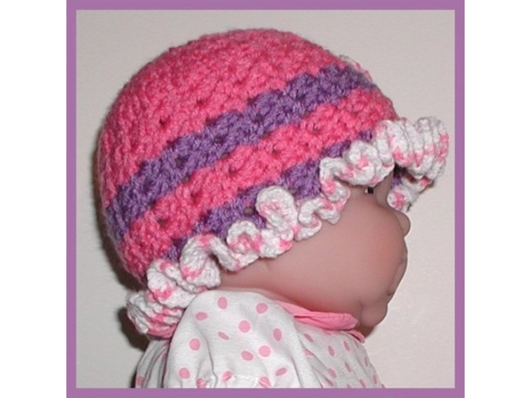 purple and pink baby girls hat