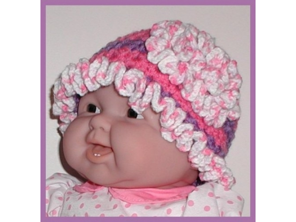 pink and purple baby girl hat