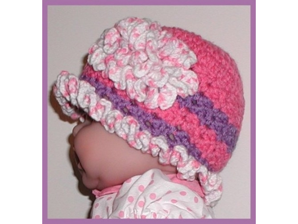 strawberry pink and purple baby girls hat