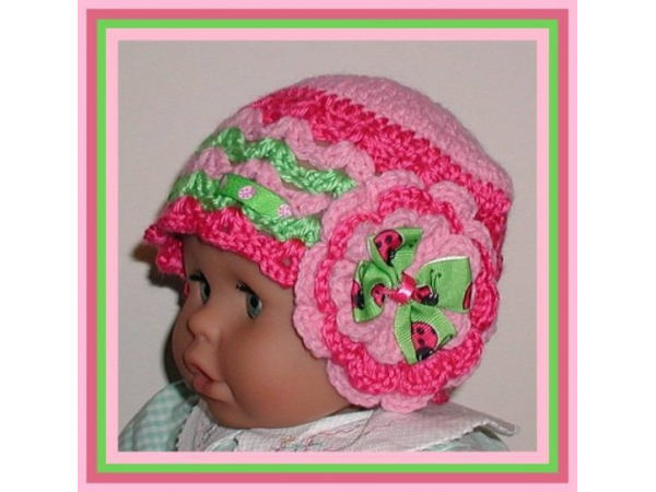 pink ladybug hat for baby girls